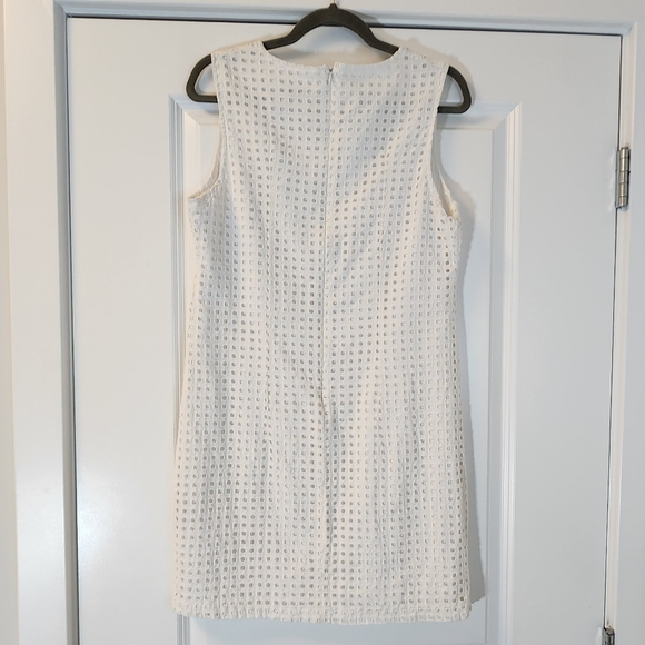 Alfred Sung White Cotton Dress sleevless high neck - Picture 2 of 6